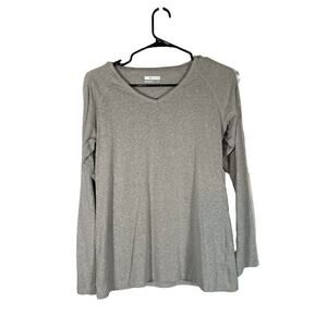 Columbia Gray V-Neck Long Sleeve Athletic Casual Shirt Women Sz S